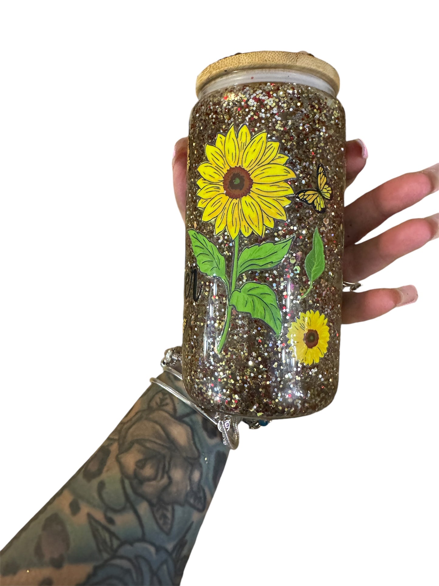 16oz sunflower snowglobe cup