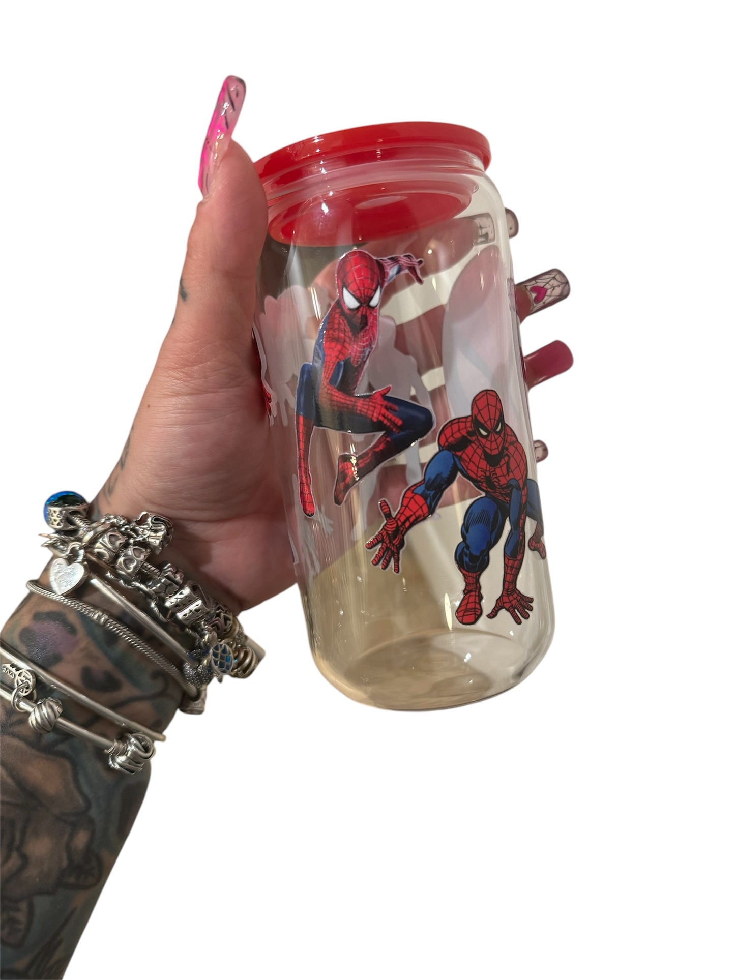 16oz Customized super hero cup w/acrylic lid
