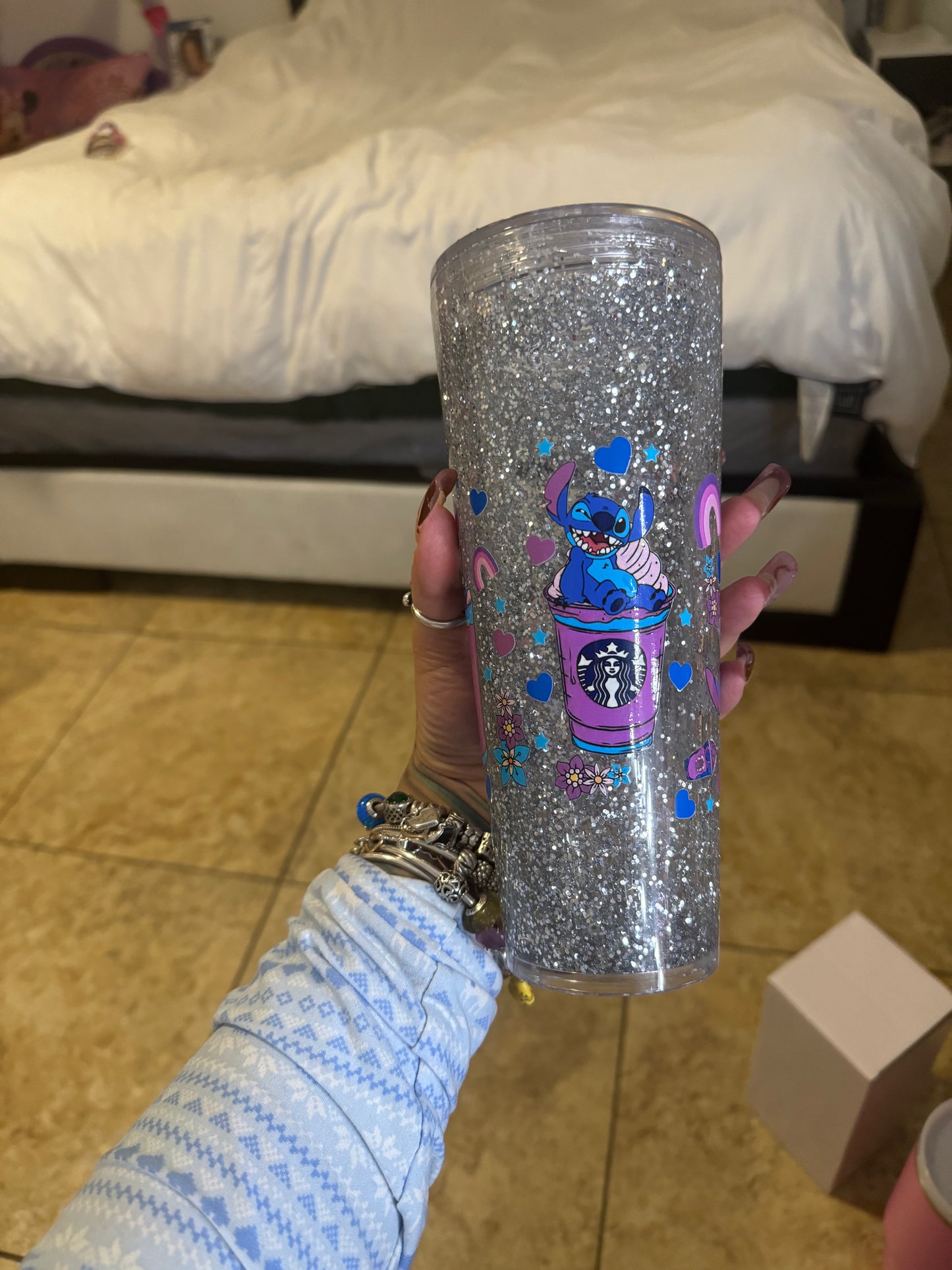 24oz snowglobe acrylic tumbler