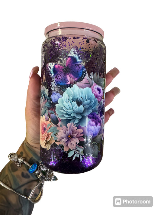 16oz butterfly snowglobe with acrylic lid