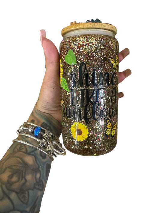 16oz sunflower snowglobe cup