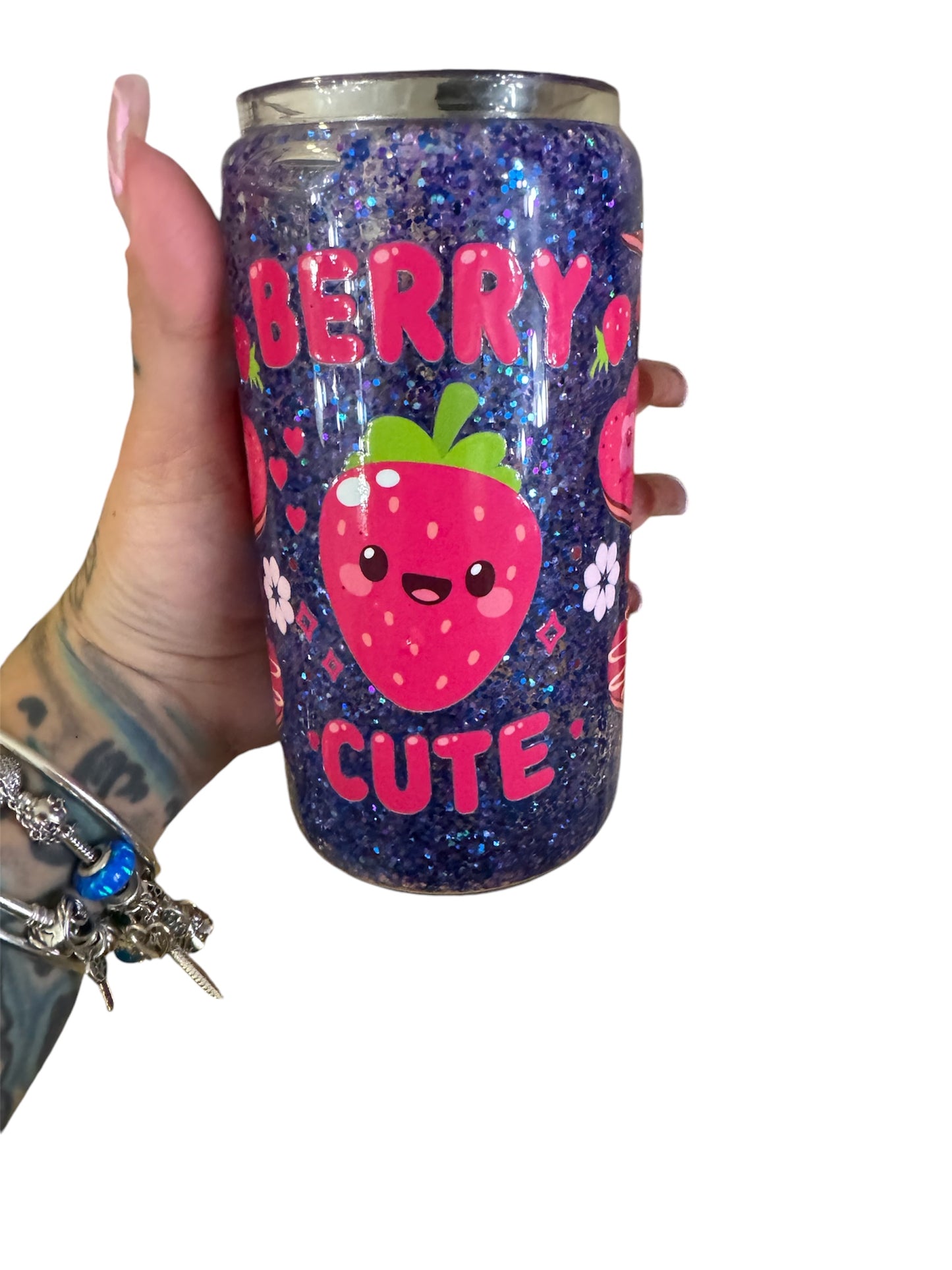 16oz snowglobe Berry cute cup with acrylic lid