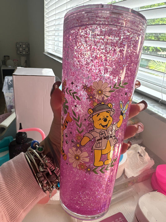 Snowglobe Tumbler 24oz w/decorated lid