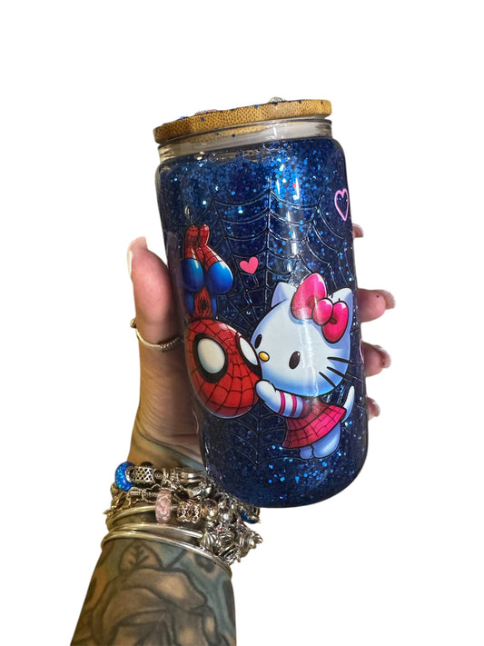 Hello kitty and Spider-Man snowglobe cup